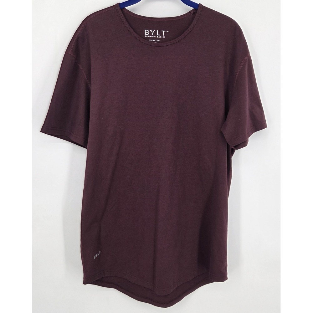 BYLT Drop Cut Lux T-Shirt Men's Size Large Maroon Premium Basics Short Sleeve